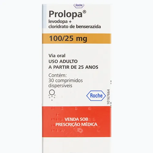 Cloridrato de benserazida 25mg + levodopa 100mg - para o tratamento da doença de Parkinson. Imagem meramente ilustrativa por Reprodução