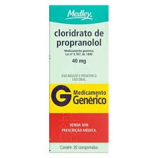 Cloridrato de propanolol 40mg - para tratamento de hipertensão. Imagem meramente ilustrativa por Reprodução