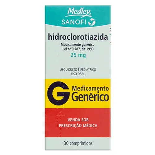 Hidroclorotiazida 25mg - para tratamento de hipertensão. Imagem meramente ilustrativa por Reprodução