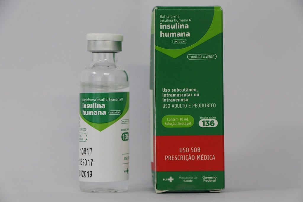 Insulina humana regular 100ui/ml - para o tratamento de diabetes. Imagem meramente ilustrativa por Reprodução