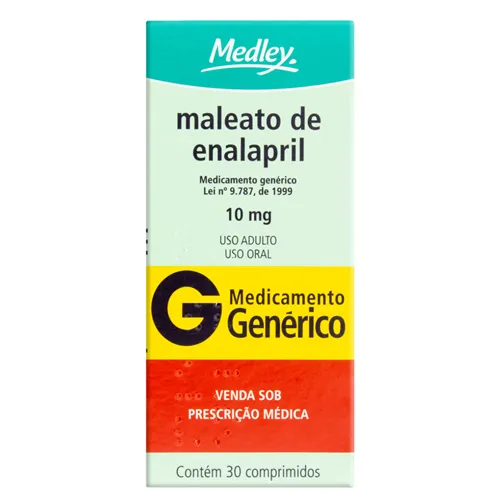 Maleato de enalapril 10mg - para tratamento de hipertensão. Imagem meramente ilustrativa por Reprodução