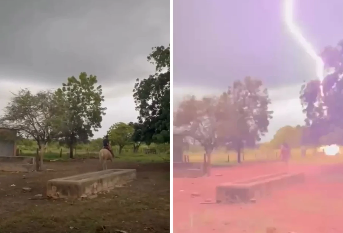 Raio cai próximo a homem e cavalo em Angical, no inteior do estado
