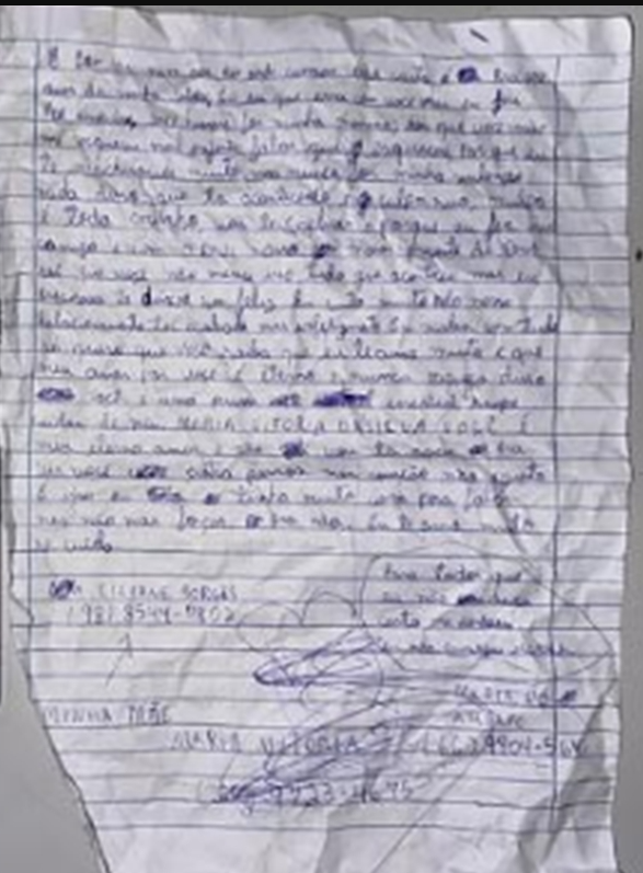 Rairo Andrey Borges Lemos escreveu carta por Reprodução