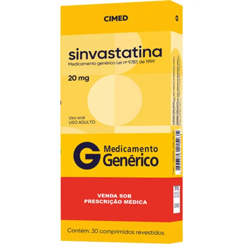 Sinvastatina 20mg - para o tratamento de colesterol. Imagem meramente ilustrativa por Reprodução
