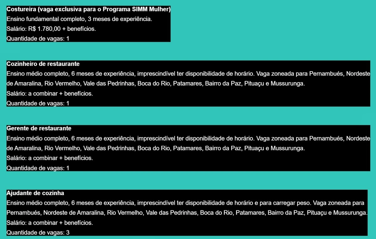 Simm oferece 428 vagas para esta terça-feira (6) por Captura de tela 