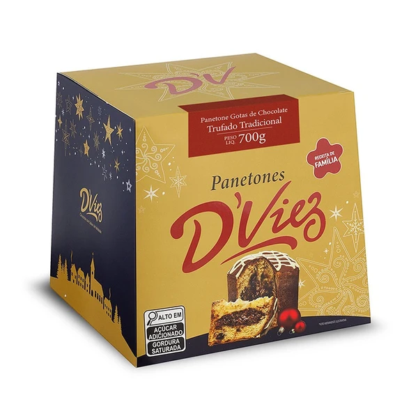 Panetone com Gotas de Chocolate Trufado Tradicional - 700g  por Reprodução