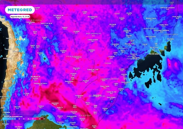 Ciclogênese causará intenso fluxo de umidade sobre o centro-sul do Brasil a partir de sexta, 9 por Meteored