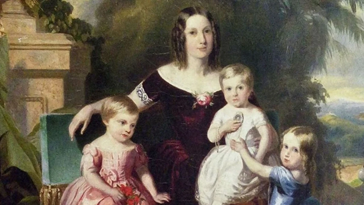 Imperatriz Teresa Cristina e os filhos por Wikimedia Commons 