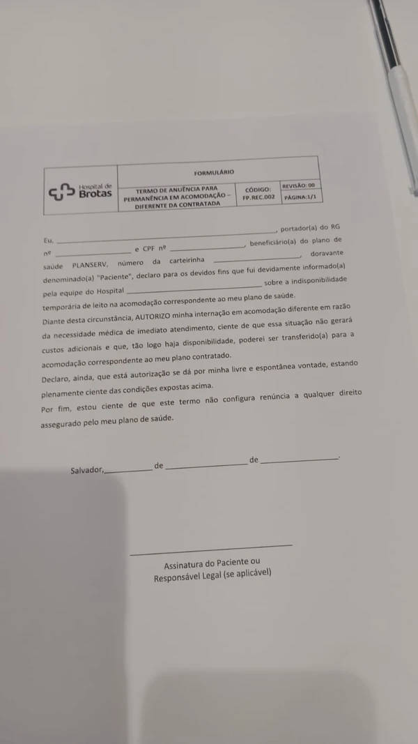 Pacientes são orientados a assinar tempo de anuência