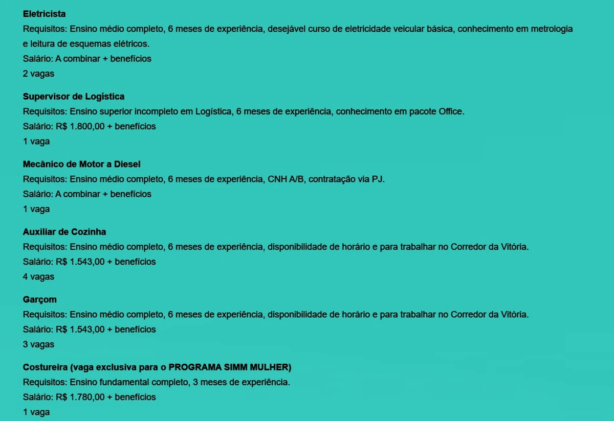 Vagas do SIMM por Reprodução