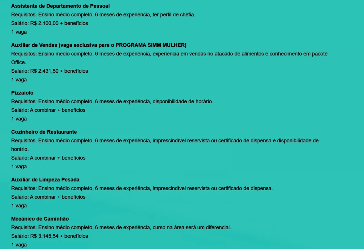 Vagas do SIMM por Reprodução