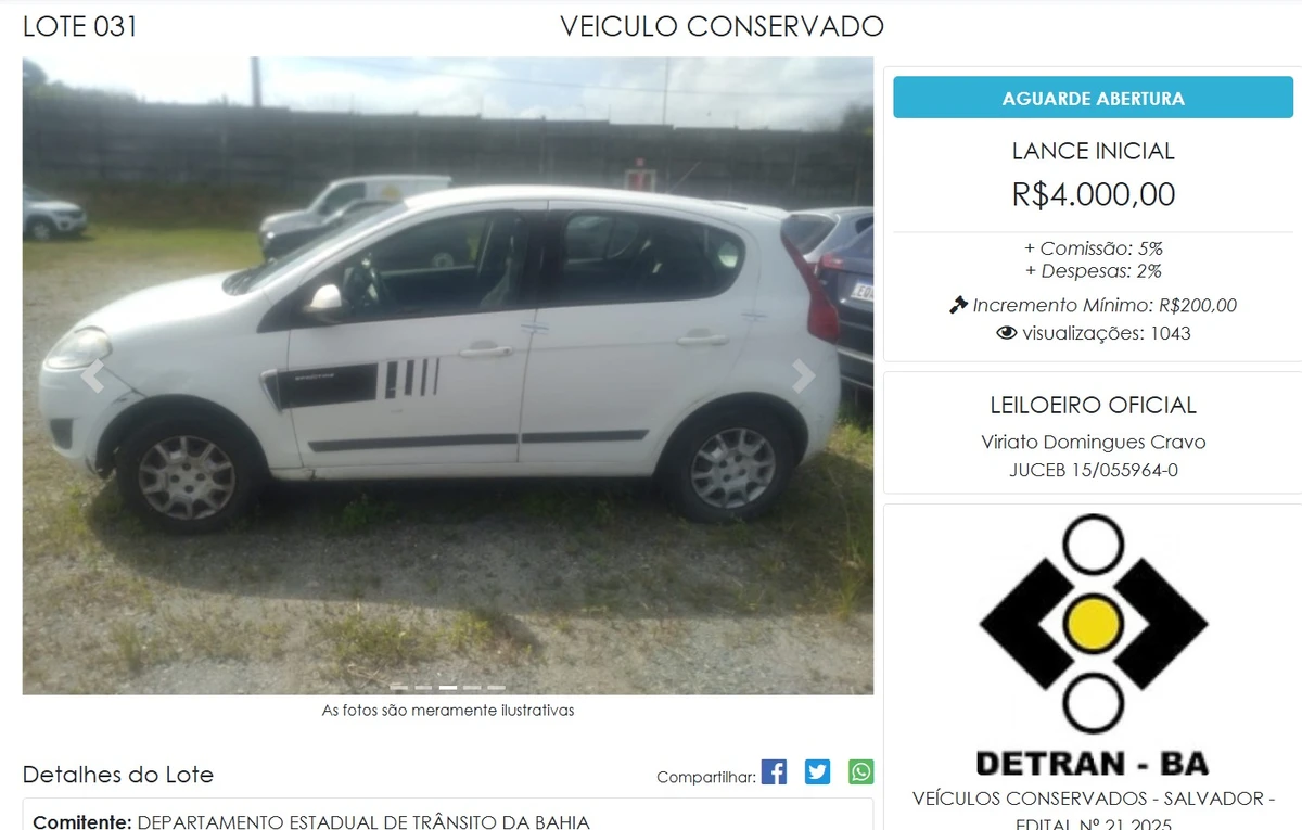 Leilão do Detran por Reprodução