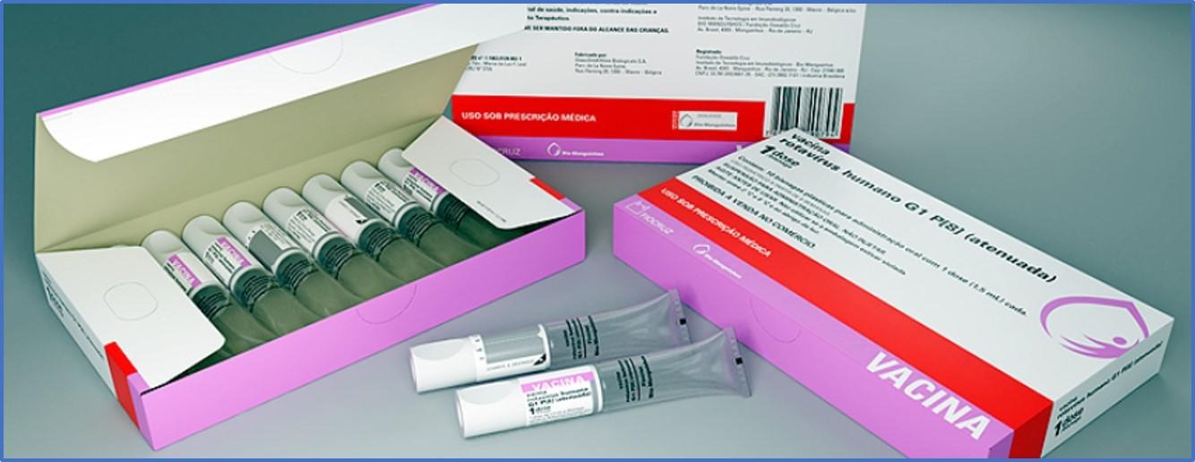 Vacina Rotavírus Humano (VRH): O Rotavírus (vírus RNA da família Reoviridae, do gênero Rotavírus) é um dos principais agentes virais causadores das doenças diarreicas agudas (DDA) e uma das mais importantes causas de diarreia grave em crianças menores de cinco anos. O esquema de vacinação é de duas doses exclusivamente por via oral, sendo a primeira aos 2 meses e a segunda aos 4 meses de idade com intervalo mínimo de 30 dias entre as doses. por Reprodução