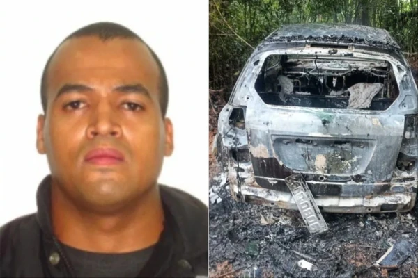 Carro do PM Fabrício foi achado carbonizado
