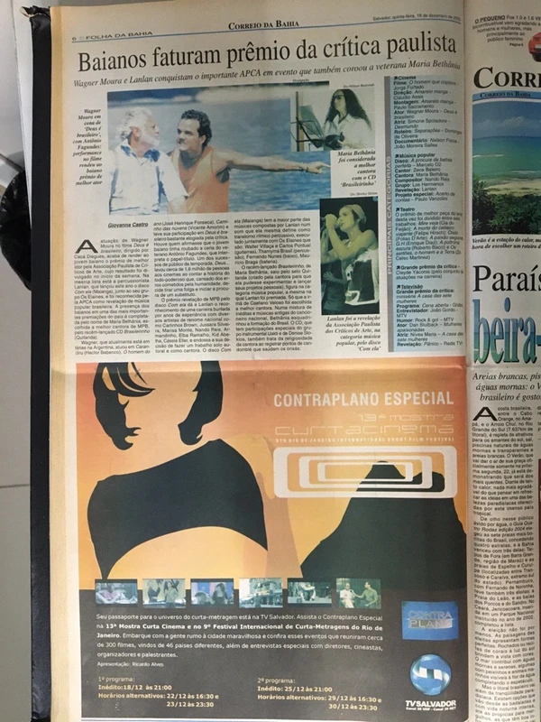 No início da carreira, Wagner já era notícias nas páginas do CORREIO por Reprodução