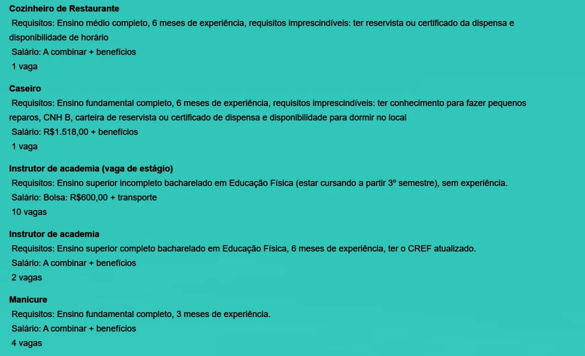 Veja vagas disponíveis por Reprodução