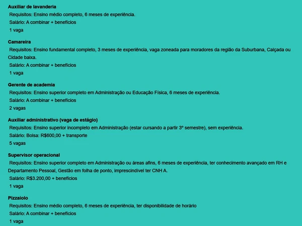 Veja vagas disponíveis por Reprodução