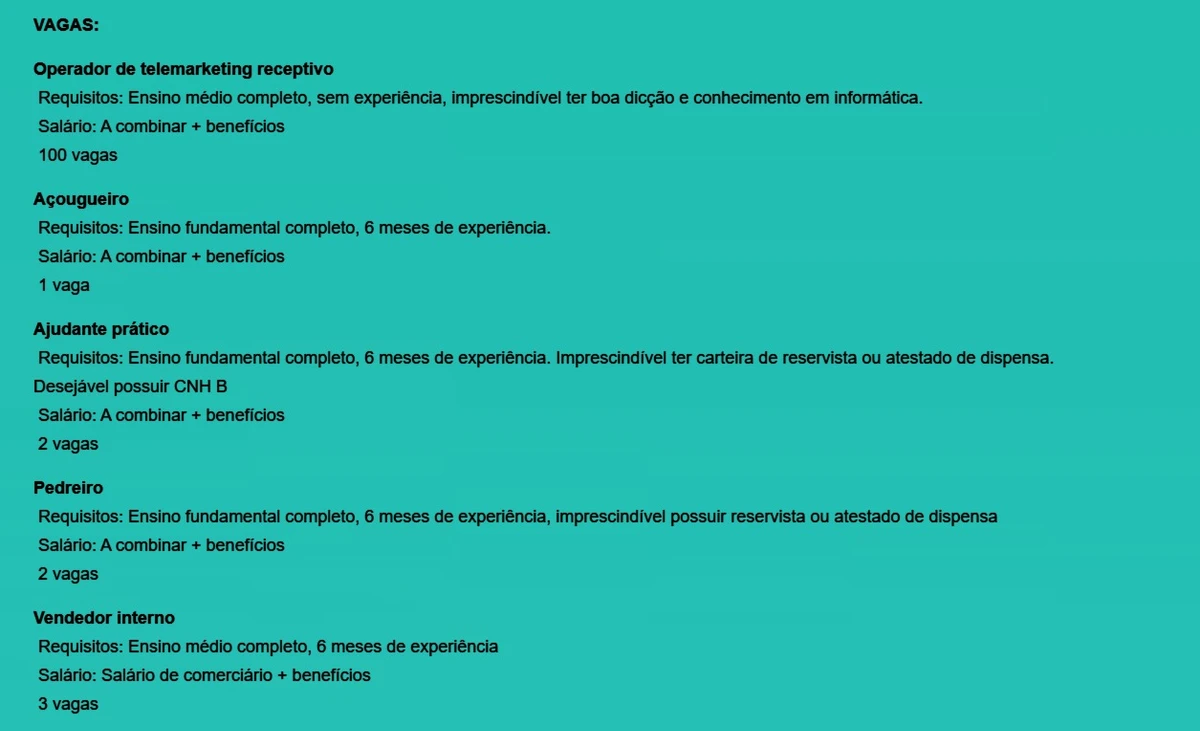 Veja vagas disponíveis por Reprodução