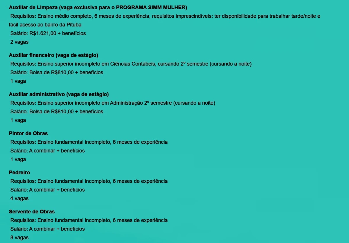 Veja vagas disponíveis por Reprodução