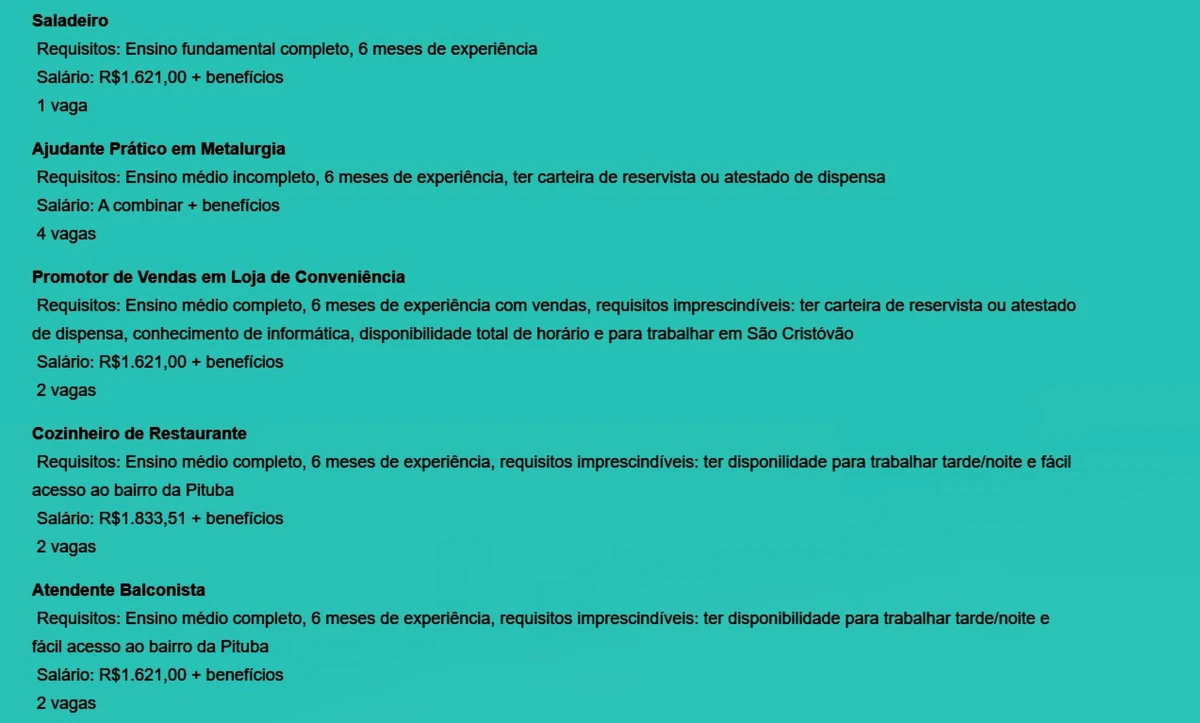 Veja vagas disponíveis por Reprodução