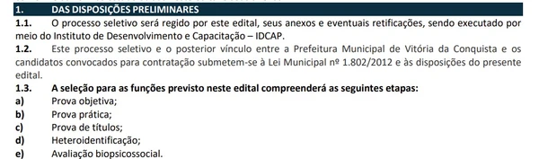 Prefeitura de Vitória da Conquista abre processo seletivo com 163 vagas e salários de até R$ 3,4 mil por Edital 