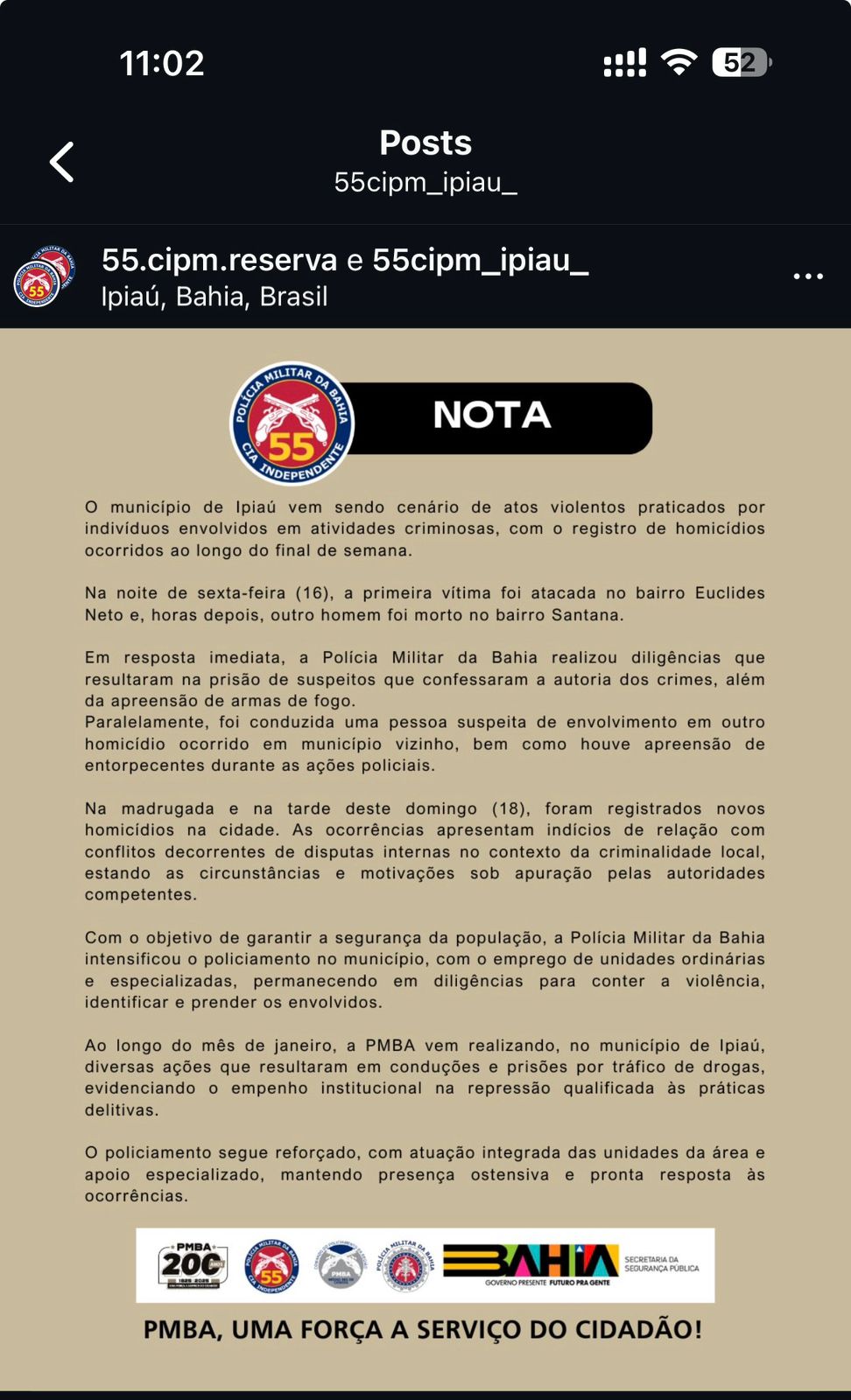 Fim de trégua: guerra entre PCC e CV deixa pelo menos sete mortos em Ipiaú por Polícia Militar
