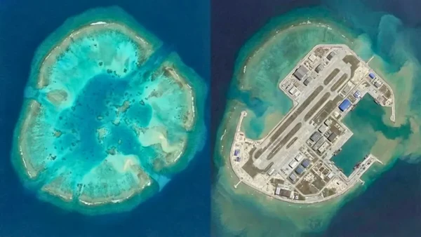 Imagens de satélite revelam como Pequim transformou recifes em bases militares e portos por Reprodução/Gemini