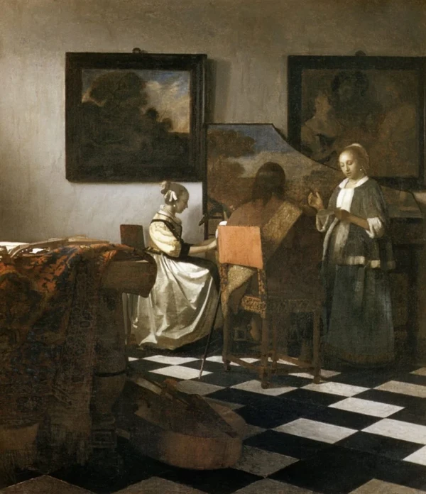 Pintura: Jan Vermeer, O Concerto (ca. 1658–66). por Jan Vermeer