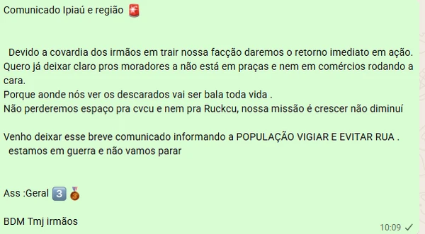 Ipiaú: BDM determina 'toque de recolher' e eleva tensão entre PCC e CV 