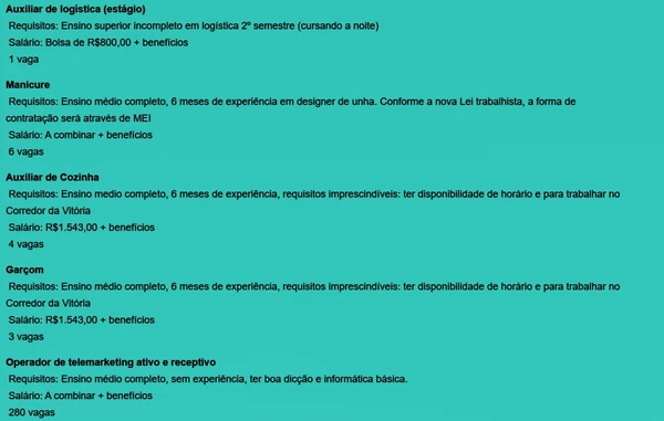 Veja vagas por Reprodução