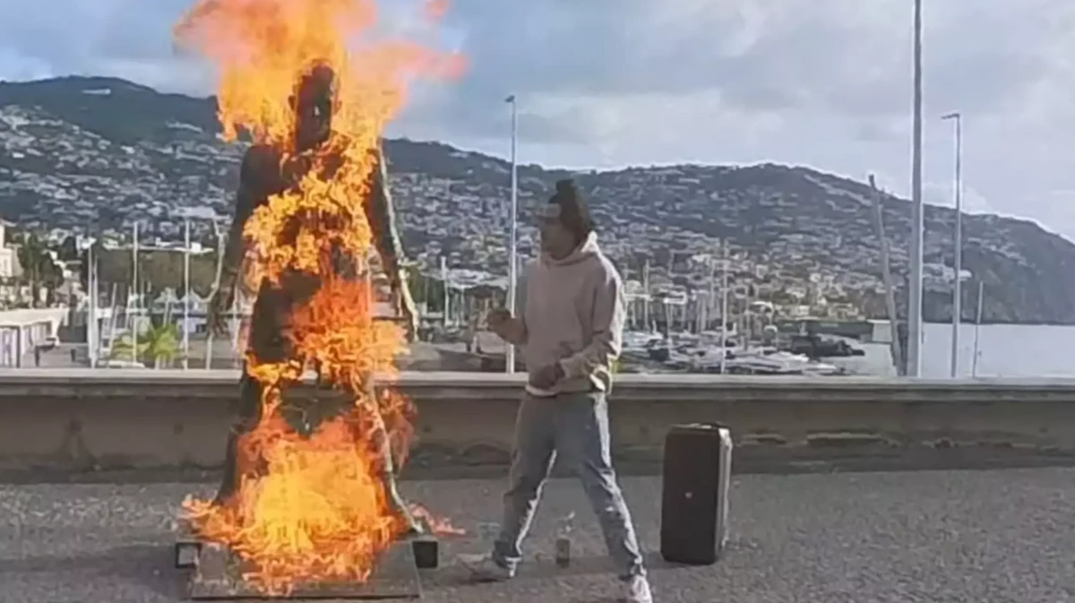Homem ateou a fogo em estátua de CR7