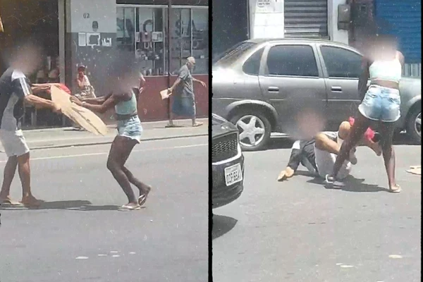Homem é esfaqueado por mulher durante briga na rua em Salvador; veja registro