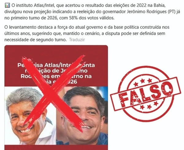 Pesquisa divulgada falsa divulgada nas redes sociais