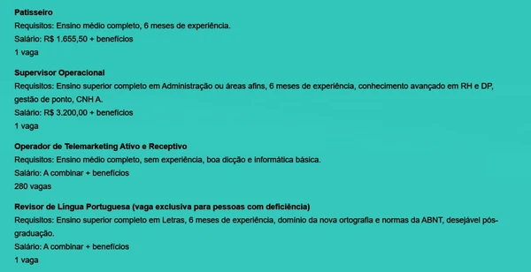 Veja vagas disponíveis por Reprodução