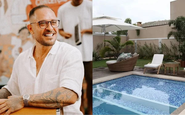 Casa de Diogo Nogueira aposta em cozinha integrada, mesa grande e clima perfeito para reunir amigos