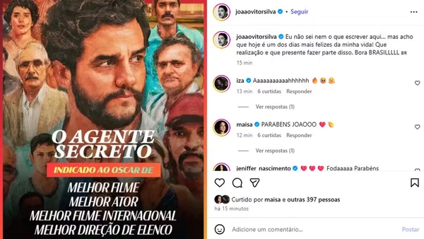 Elenco de 'O Agente Secreto' comemora indicações ao Oscar 2026 por Reprodução/Redes Sociais