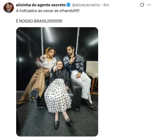 Elenco de 'O Agente Secreto' comemora indicações ao Oscar 2026 por Reprodução/Redes Sociais