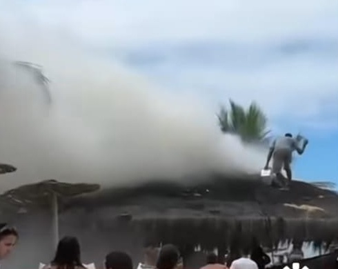 Incêndio em bar de hotel de luxo em Trancoso por Reprodução