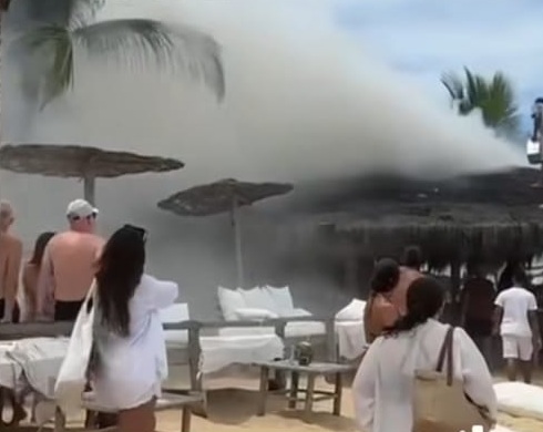 Incêndio em bar de hotel de luxo em Trancoso por Reprodução