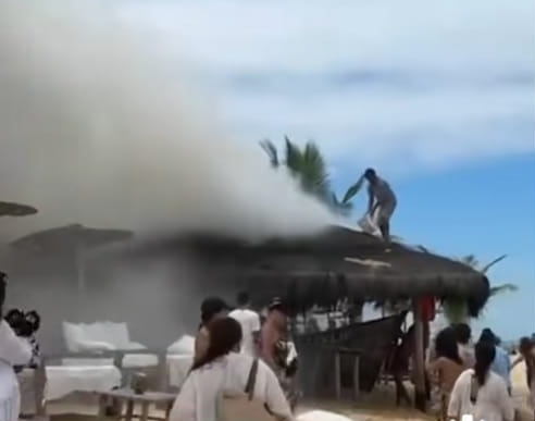 Incêndio em bar de hotel de luxo em Trancoso por Reprodução