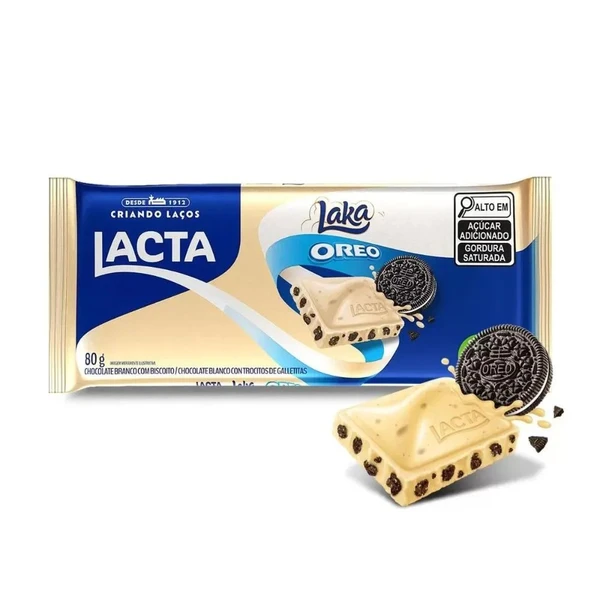 O produto Laka Oreo foi embalado com o rótulo do Chocolate Branco Laka por Reprodução