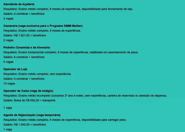 Veja quais são as vagas disponíveis por Reprodução