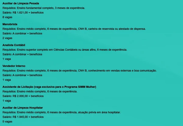 Veja quais são as vagas disponíveis por Reprodução