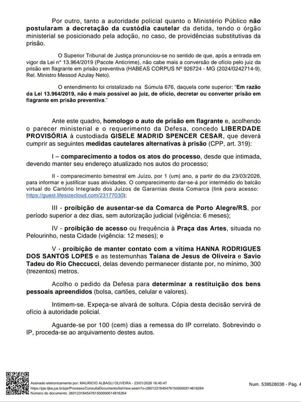 Auto de prisão por Tribunal de Justiça do Estado da Bahia (TJBA)