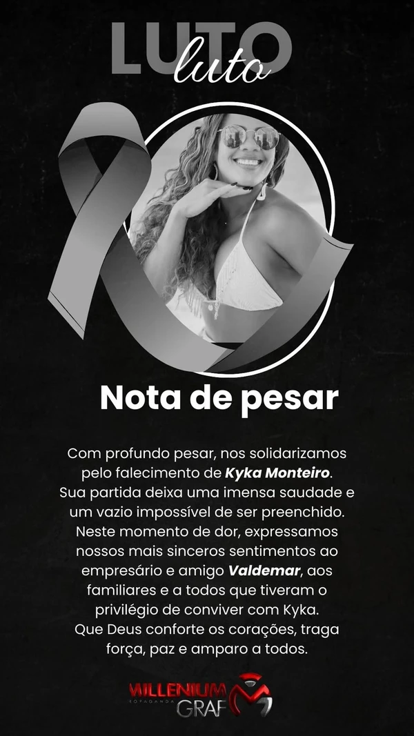 Familiares e amigos lamentaram a morte de Kyka Monteiro por Reprodução/ Redes sociais