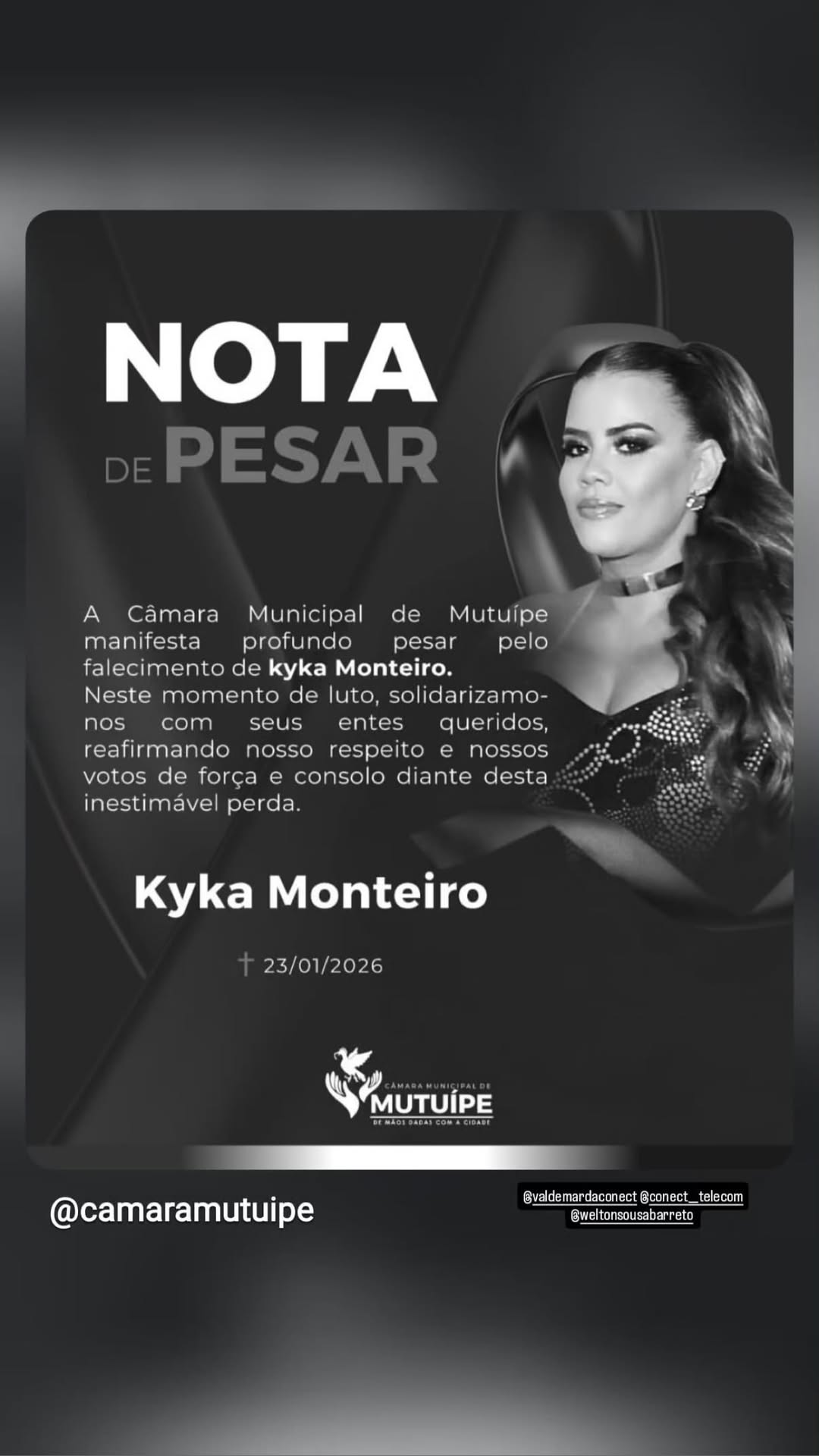 Familiares e amigos lamentaram a morte de Kyka Monteiro por Reprodução/ Redes sociais