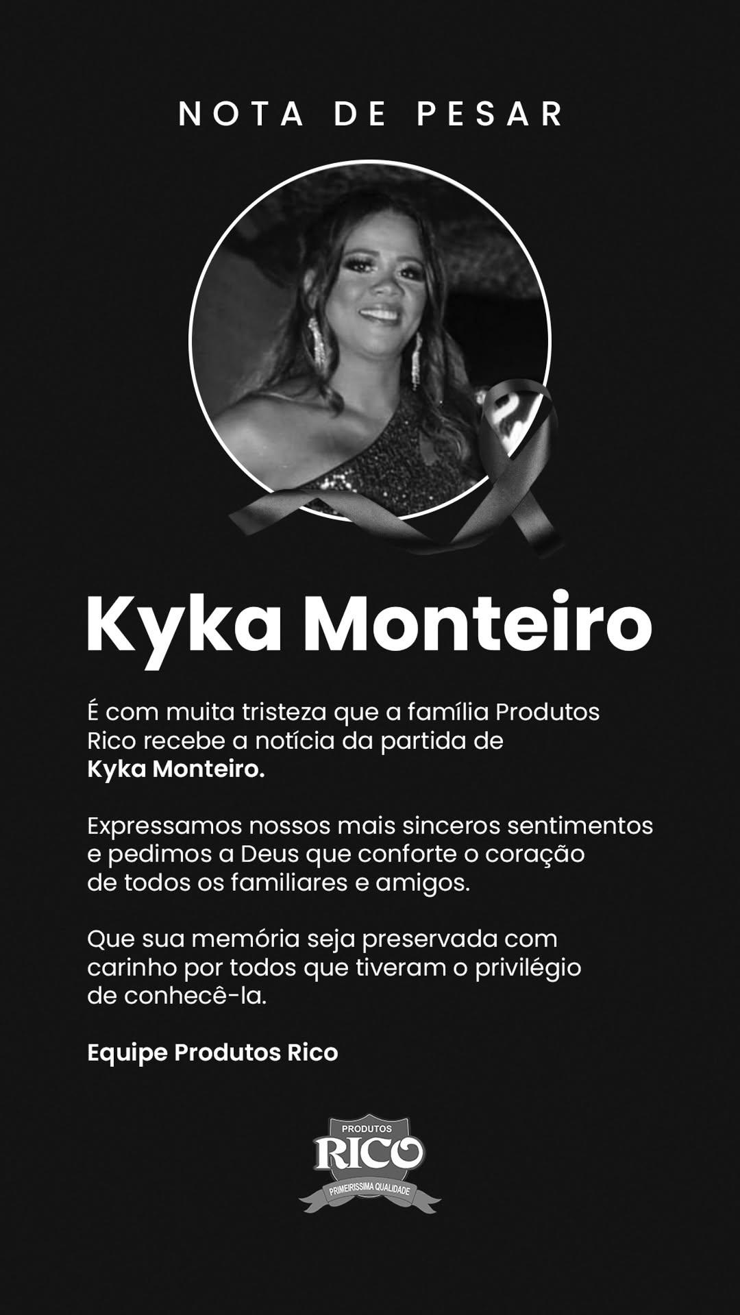 Familiares e amigos lamentaram a morte de Kyka Monteiro por Reprodução/ Redes sociais