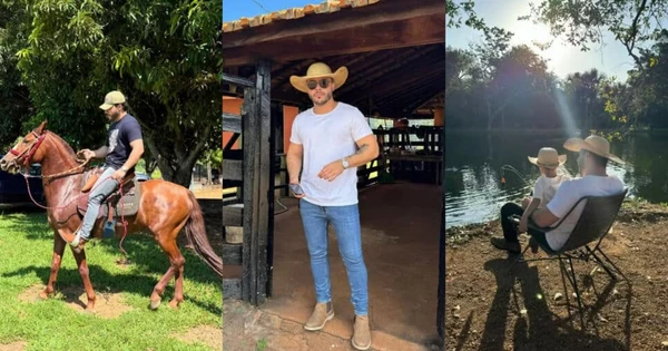 Murilo Huff e Leo em sua fazenda por Reprodução