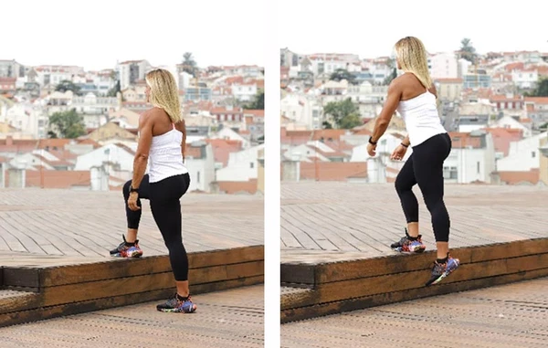 Subida de degrauAtiva bastante a musculatura do quadril, aumentam a resistência muscular, força e tônus. por Reprodução: Web