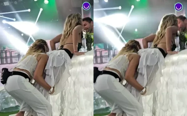 Jonas Sulzbach e Samira deram selinho em festa